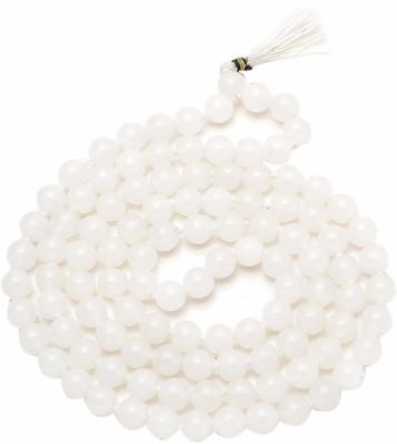 A Jaipur Gems White Original 108 beads Jap Mala Agate Stone Chain
