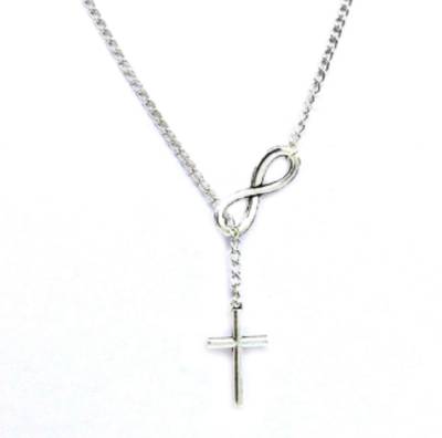 iTS ITS - Cross With Infinity Love Accessorise silver color Pendant Necklace unisex Silver Alloy Pendant