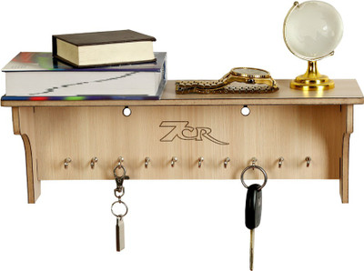 7CR Wood Key Holder(10 Hooks, Beige)