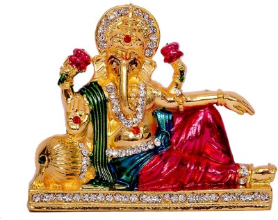 RUDRA DIVINE Lord Ganesha Decorative Showpiece  -  8 cm(Brass, Multicolor)
