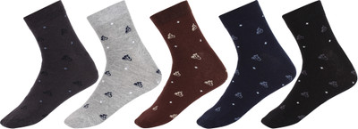 SIDEWOK Men Graphic Print Mid-Calf/Crew(Pack of 5)