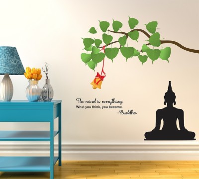 Wallzone 100 cm Budha Removable Sticker(Pack of 1)