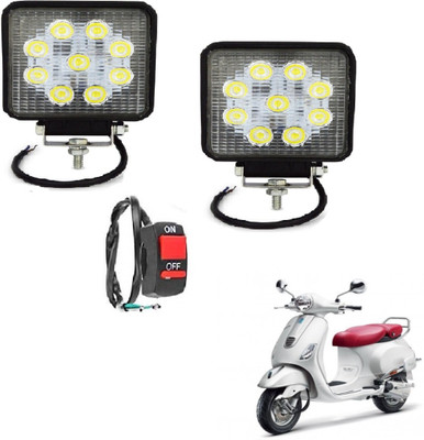 MOCKHE VLB-SQR9LD2P-92 Headlight Motorbike LED for Piaggio (12 V, 27 W)(Vespa Elegante, Pack of 2)
