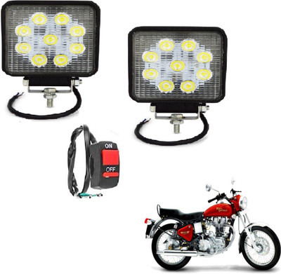 MOCKHE VLB-SQR9LD2P-8 Headlight Motorbike LED for Royal Enfield (12 V, 27 W)(Universal For Bike, Pack of 2)