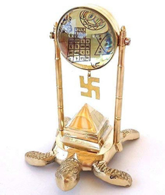 RUDRA DIVINE Tortoise Meru Vastu Yantra with 91 Pyramid along Shri yantra Brass Yantra(Pack of 1)