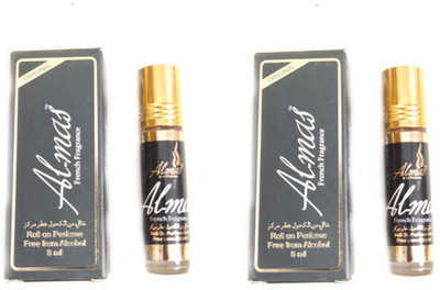 Almas Black Highly Concentrated Roll-On Perfume 8ml {Pack Of 2 } Floral Attar(Floral)