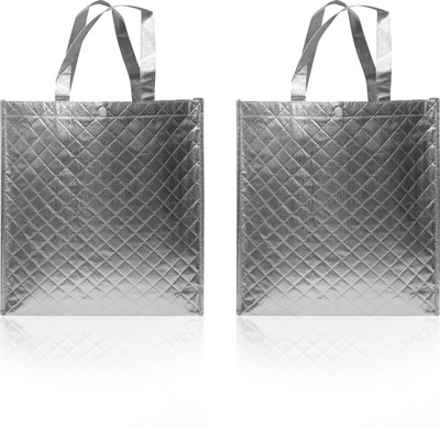 

AASA Reusable Foldable Polyester Long Handles Washable Carry Bag Waterproof Multipurpose Bag(Silver, 15 inch)