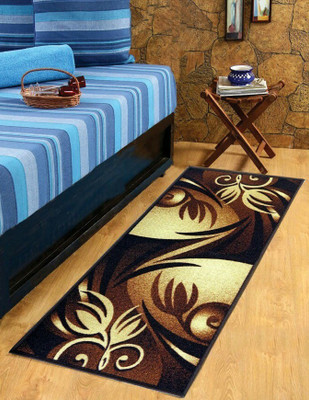 Sparklings White, Brown Chenille Runner(2 ft,  X 5 ft, Rectangle)