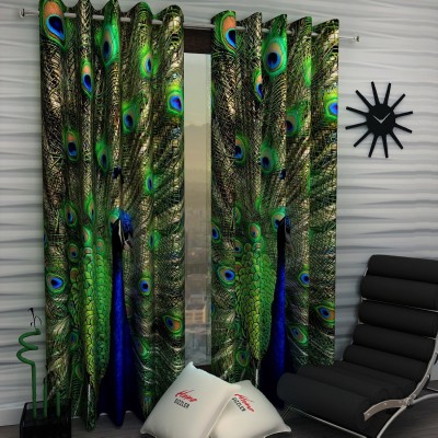 Home Sizzler 153 cm (5 ft) Polyester Room Darkening Window Curtain (Pack Of 2)(Printed, Blue)