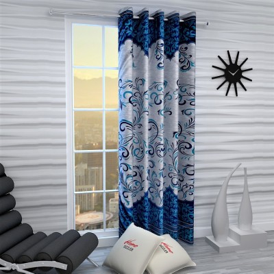 Home Sizzler 153 cm (5 ft) Polyester Semi Transparent Window Curtain Single Curtain(Floral, Blue)