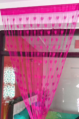 New panipat textile zone 183 cm (6 ft) Window Tissue Semi Transparent Curtain Single Curtain(Dark Pink, Floral)