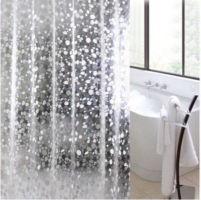 YELLOW WEAVES 214 cm (7 ft) PVC Transparent Shower Curtain Single Curtain(Self Design, White)