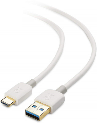 VibeX ™ Hi-Speed 6.6 Foot USB-C to USB-A Fast Charge Cable 3.1 A 1.5 m Copper Braiding USB Type C Cable(Compatible with Mobile Phones, Tablet, HDTV, Camcorder, DVD, TV, Dense White, One Cable)