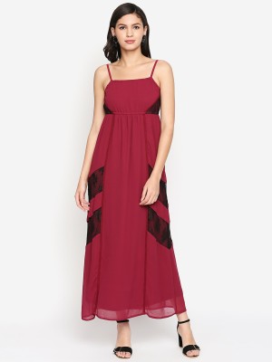 OXOLLOXO Women Maxi Maroon Dress