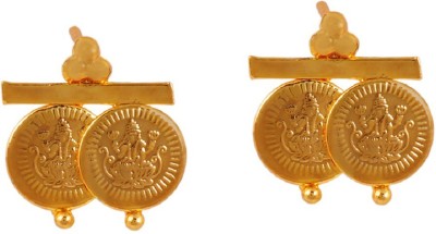 MissMister MissMister Gold plated Brass Laxmi Coin Earring Ethnic jewellery Brass Stud Earring