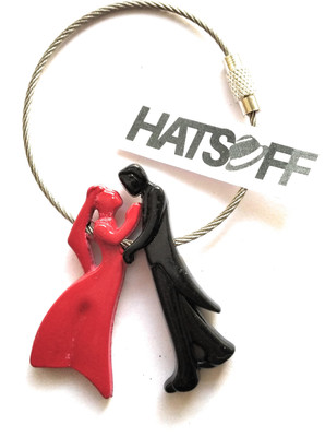 

HatsOff Unique Couple Wired Key chain Lovers Metal Love Key Ring Black & Red Key Chain