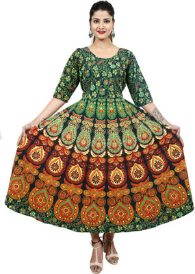 Drashti Textiles Women Maxi Multicolor Ankle Length Dress