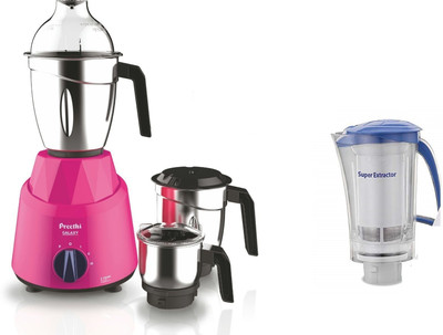 

Preethi Galaxy With Super extractor (MG-510) Juice Jar 750 Juicer Mixer Grinder(Pink, White, 4 Jars)