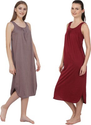 Blazon Women Nighty(Maroon, Grey)