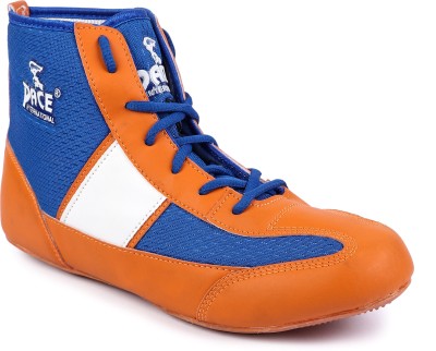 Pace International Kabaddi Shoes High Tops For Men(Blue, Orange)