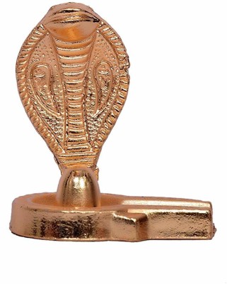 RUDRA DIVINE Golden Metal Shivling/Shivlingam with Shesnaag Decorative Showpiece  -  7 cm(Brass, Multicolor)