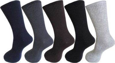 YJ FASHION Men Solid Calf Length(Pack of 5)