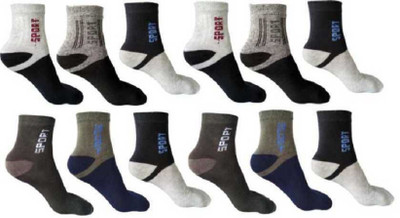 YJ FASHION Men Color Block Mid-Calf/Crew(Pack of 12)