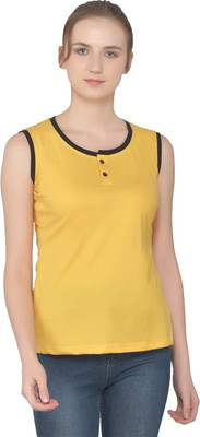 BEYOU FASHION Solid Women Round Neck Yellow T-Shirt