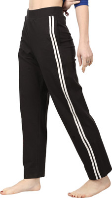 ESS EMM CLOTHING Striped Women Black Track Pants