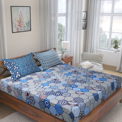 Flipkart Perfect Homes 210 TC Cotton King Abstract Flat Bedsheet(Pack of 1, Blue)