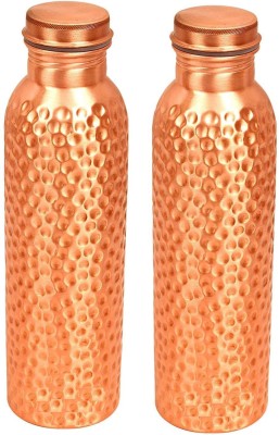 Rudra Exports Hammered Copper Bottle Pack of 2 Copper Water Bottle Combo 1000 ml Bottle(Pack of 2, Copper, Copper)