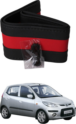 AYW Hand Stiched Steering Cover For Hyundai i10 Active(Black, Red, Leather)