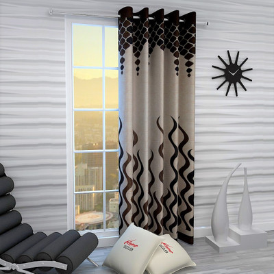 Home Sizzler 214 cm (7 ft) Door Polyester Semi Transparent Curtain Single Curtain(Brown, Abstract)