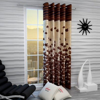 Home Sizzler 153 cm (5 ft) Polyester Semi Transparent Window Curtain Single Curtain(Floral, Brown)