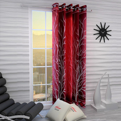 Home Sizzler 214 cm (7 ft) Polyester Semi Transparent Door Curtain Single Curtain(Abstract, Maroon)