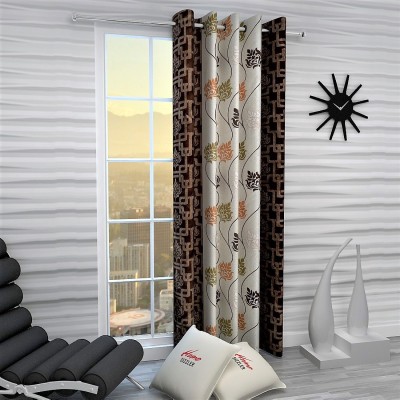 Home Sizzler 153 cm (5 ft) Polyester Semi Transparent Window Curtain Single Curtain(Printed, Brown)