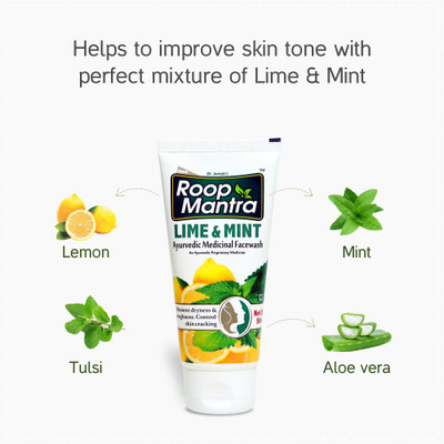 

Roop Mantra Lime & Mint Face Wash 50ml, Pack of 4 - Face Wash for Dryness & Roughness Face Wash(50 ml)