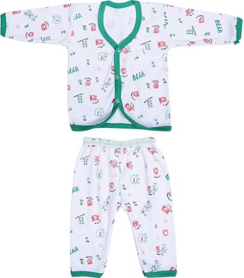 Shishu Kids Nightwear Boys & Girls Printed Cotton(White Pack of 1)