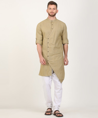 The Indian Garage Co.  - Freehand Men Solid Trail Cut Kurta(Brown)