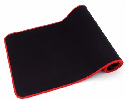 Nsinc Long Mouse Pad with Nonslip Base, Thick, Comfy, Waterproof & Foldable Mat for Desktop, Laptop, Keyboard, Consoles & More,(Black/Red Border) (RED Border) Mousepad(Black, Red)
