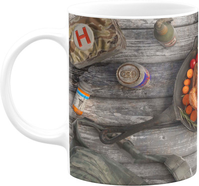 Flair Print Pubg Chicken Dinner FPM028 Printed Ceramic Coffee Mug(350 ml)
