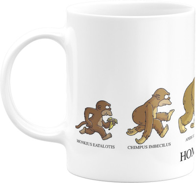 Flair Print Homersapien Evolution FPM009 Printed Ceramic Coffee Mug(350 ml)
