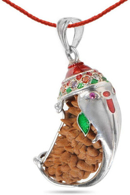 RUDRA DIVINE 1 mukhi rudraksha Ganesha cap Pendant Certified Original Wood Pendant