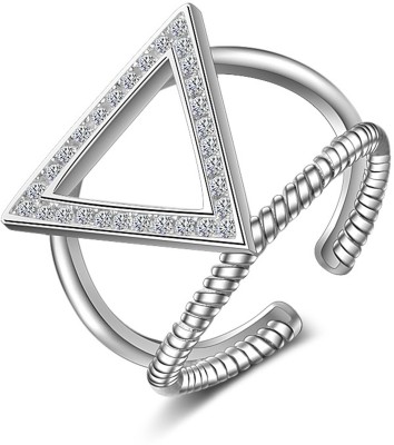 Sukkhi Sukkhi Adorable Triangle Rhodium Plated Ring for Women Alloy Rhodium Plated Ring