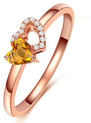 Sukkhi Gorgeous Twisted Valentine Heart Crystal Stone Gold Plated Ring Alloy Crystal Gold Plated Ring