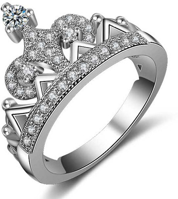 Sukkhi Sukkhi Appealing Crown Cubic Zirconia Rhodium Plated Ring for Women Alloy Cubic Zirconia Rhodium Plated Ring
