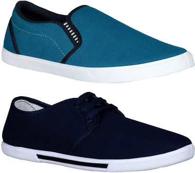 Chevit Combo Pack of 2 Casual Shoes (Loafers Shoes) Slip On Sneakers For Men(Navy, Blue)