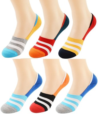 ME Stores Men & Women Striped Peds/Footie/No-Show(Pack of 6)