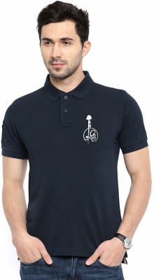 PrintBharat Printed Men Polo Neck Dark Blue T-Shirt