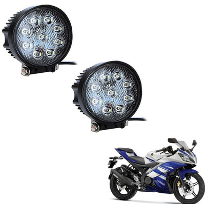 MOCKHE VLB-NS-ROU9LD2P-189 Headlight Motorbike LED for Yamaha (12 V, 27 W)(Universal For Bike, Pack of 2)